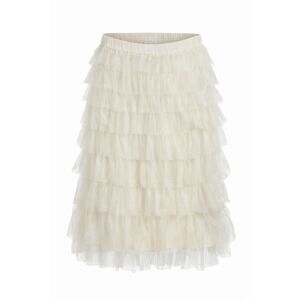 Cupcakes and Cashmere Tiered Tulle Coquette Midi Skirt Medium Ivory